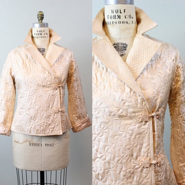 1940s ASIAN QUILTED bed jacket lingerie medium | new winter 