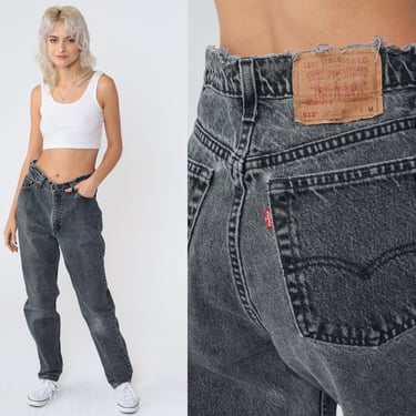 Faded Black Levis 512 Jeans 80s Levi Mom Jeans High Waisted Tapered Leg Levi Strauss 512s Denim Pants Retro Rocker Vintage 1980s Medium M 29 