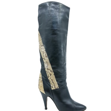 Snakeskin Accent Knee High Boots, 10