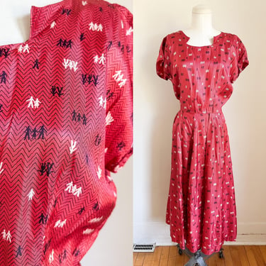Vintage 1950s Paper Dolls / People Novelty Print Dress set / M 
