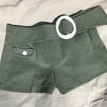 sage green knit 70s hot pants / 70s shorts 