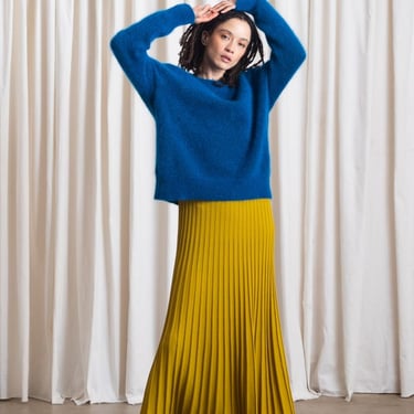 Ali Golden Oversized Mohair Pullover - Electric Teal