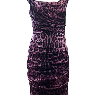 Dolce and Gabbana Y2K Purple Leopard Print Body Con Dress