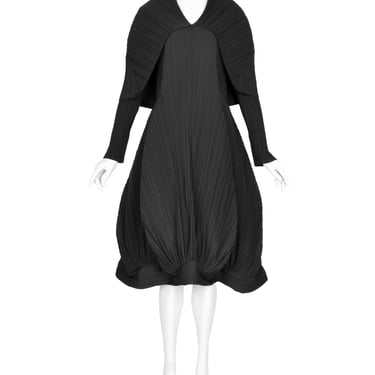 Issey Miyake Vintage AW 1990 Black Pleated Hooded Dress