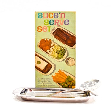 VINTAGE: 1960's - Silverplated Rogers Slice"n Serve Set - Tableware, Entertaining, Luncheon, Gathering, Party Tray - SKU 25-B-00014196 