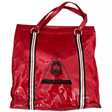 Vintage 80's Delta Sigma Theta Black Sorority Red Patent Tote Bag