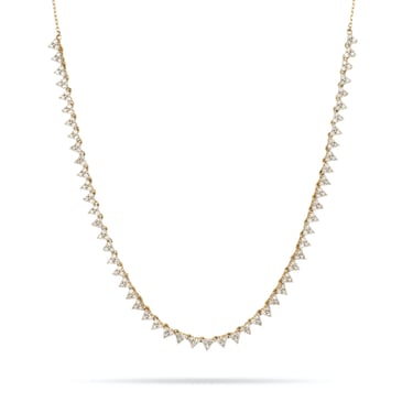 Diamond Cluster Half Riviera Necklace - 14K Yellow Gold