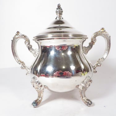 Large Towle Silverplate Lidded Handled Sugar Bowl - Towle Sugar Dish 