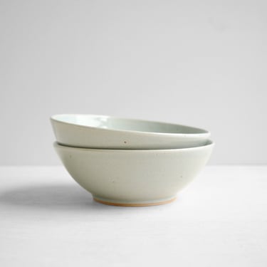 Vintage Ceramic Bowl Pair in Celadon Green 