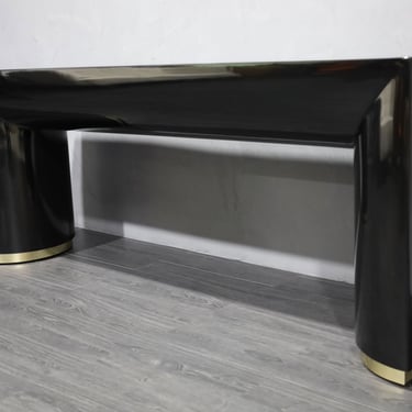 Karl Springer Console Table in Black Lacquer
