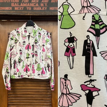 Vintage 1990’s “Mechant” Label Fashion Women Pop Art Jacket, 90’s Trucker Jacket, 90’s Fashion Pop Art, 90’s Jacket, Vintage Clothing 