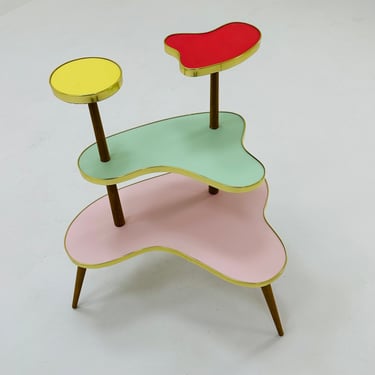 BIG German Plant Stand, Colorful Vintage Mid-Century Minimalist Indoor Plant Stand Side Table Retro flower table 