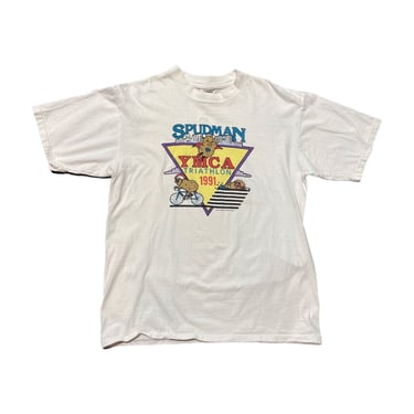 (XL) 1991 White Spudman YMCA Triathlon T-Shirt 081822 JF