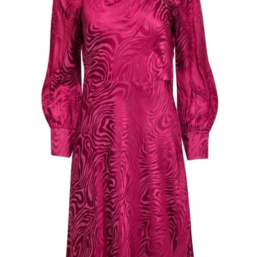 Rebecca Taylor - Pink Swirl Print Silk Blend A-Line Dress Sz 4