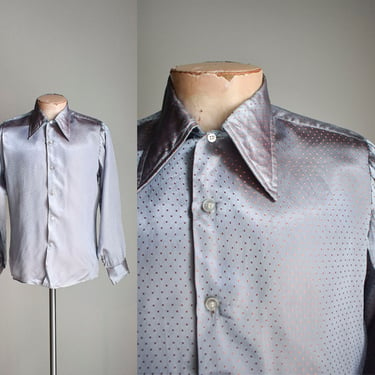 1970s Silk Disco Button Down Shirt 
