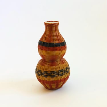 Wicker Wrapped Gourd Shaped Bud Vase 