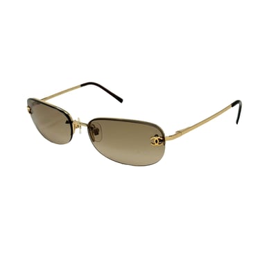 Chanel Bronze Logo Rimless Micro Sunglasses