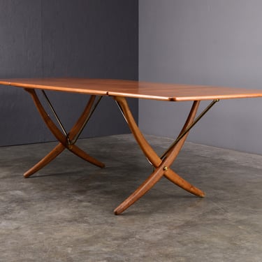 Hans Wegner AT304 Saber Leg Dining Table Teak Danish Modern 