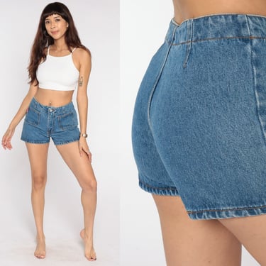 90s Denim Shorts Cest Toi High Waist Blue Summer Shorts Blue Jean Shorts Vintage 1990s Hipster 2000s Cargo Pocket Shorts Small 