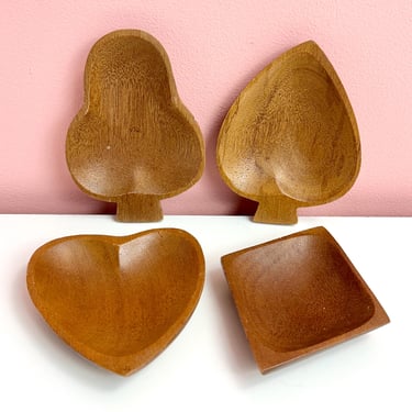 Set of 4 Playing Card Symbol Wood Bowls 