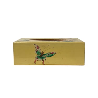 Yellow Butterflies Flowers Rectangular Shape Container Tissue Box ws2583E 