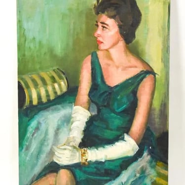 Mid 20th C. Oil Portrait Young Woman