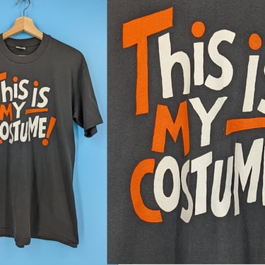 Vintage 90s Single Stitch "This is My Costume!" Halloween Black 50/50 Medium T-Shirt 
