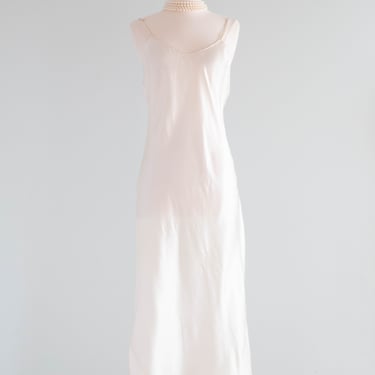 Sublime 1930's Ivory Silk Bias Cut Full Length Slip With Low Back / SM
