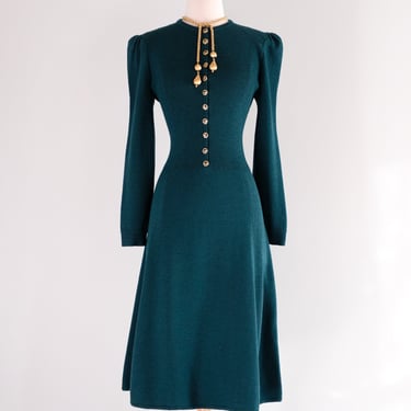 Vintage 1970’s Evergreen Holiday Dress from St. John Knits by Marie Gray   / ML