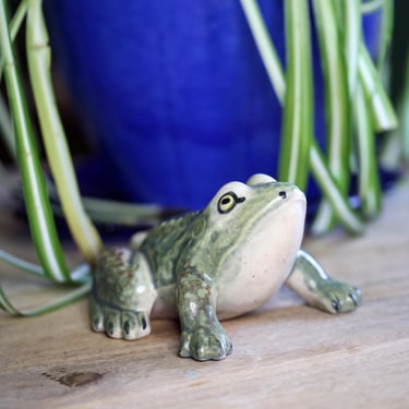 Vintage Ceramic Garden Frog | Toad Lawn Ornament | Whimsical Frog Figurine | Cottagecore Garden Decor | Green Frog Statue 