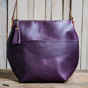 The Purple Rain LIMITED RUN Eco-friendly Marie Leather Bag | Curved boho style with Tassel 