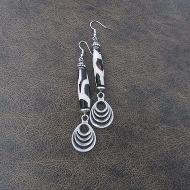 Batik print bone dangle earrings 