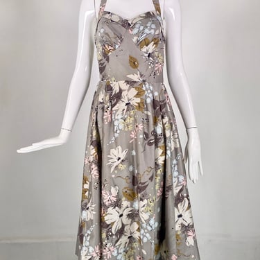Alix of Miami Halter Neck Modernist Print Sun Dress 1950s