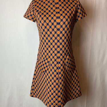 60’s groovy mini dress Levi’s brand short above the knee A line Mod 1960 GoGo style dress with pockets size Medium 