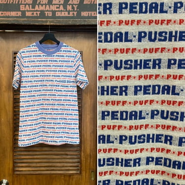 Vintage 1960’s Puff Puff “Pedal Pusher” Bicycle Bike Rider Pop Art Mod T-Shirt, Pocket Tee, Original, 60’s Tee Shirt, Vintage Clothing 