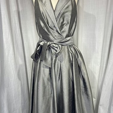 Vintage Inspired 50s Grey Pleated Shirt Dress