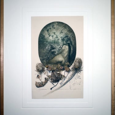 Barbara Rosiak Signed Aquatint Etching 8/30 Art Nouveau Inspired Nude Framed 