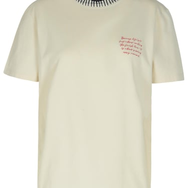 Golden Goose 'Journey' Ivory Cotton T-Shirt Woman