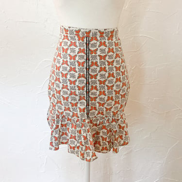 50s/60s Monarch Butterfly Floral Print Handmade Half Apron 