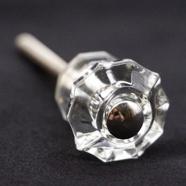 Vintage 0.875 in. Fluted Clear Glass Drawer Cabinet Knob