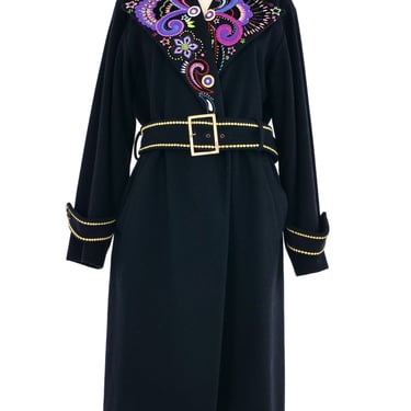 2002 Gianni Versace Embroidered Wool Overcoat