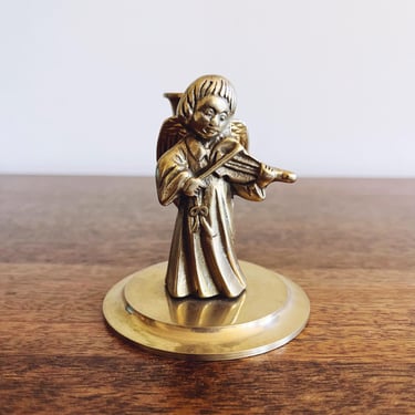 Vintage Christmas Brass Angel Candle Holder 