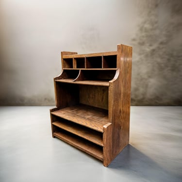 Large antique storage unit / desk organizer / pigeon holes cabinet / countertop shelf unit / rustic display with slots and compartments 