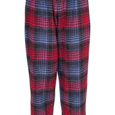 Fiorucci 1980s Vintage Plaid Wool Paper Bag High-Waisted Pants 