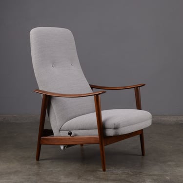 Westnofa Stokke Mid-Century Modern Lounge Chair Recliner Gray Wool 