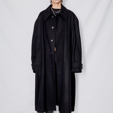 Black Heavy Wool Overcoat