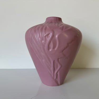 1980's Vintage Royal Haeger Crane Egret Pink Mauve Vase 