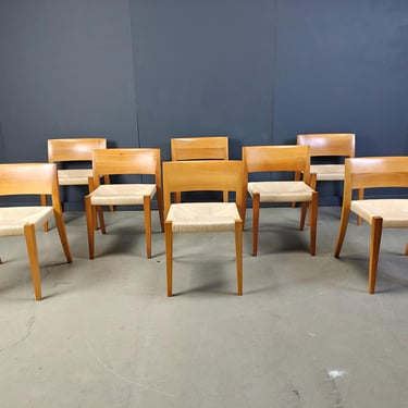 Ticino dining chairsby Bruno Reichlin for Molteni, 1990s - vintage italian dining chairs - papercord dining chairs - walnut dining chairs 