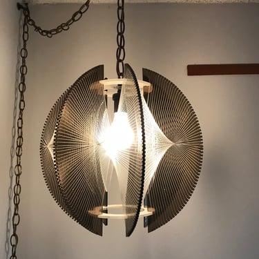 Mid Century Pendant Light Lucite Chandelier String Paul Secon Sompex Hollywood Regency Decor Antique Vintage Modern Eames Era Fixture Lamp 