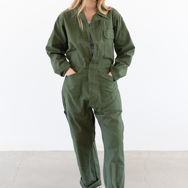 Vintage Olive Green V3lcr0 Coverall | Unisex Hook and Loop Deadstock Army Jumpsuit | Flight Suit Studio Ceramic | Boilersuit | S M | 